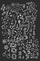 arrows doodle set on blackboard