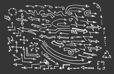 arrows doodle set on blackboard