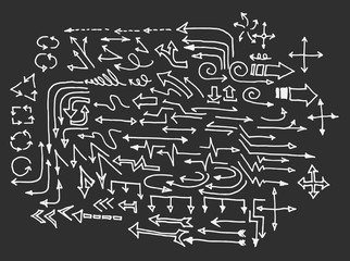 arrows doodle set on blackboard