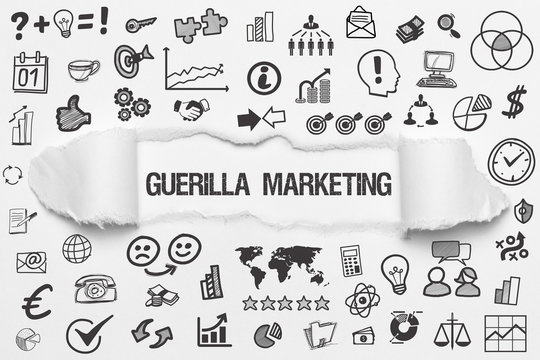 Guerilla Marketing / weißes Papier mit Symbole