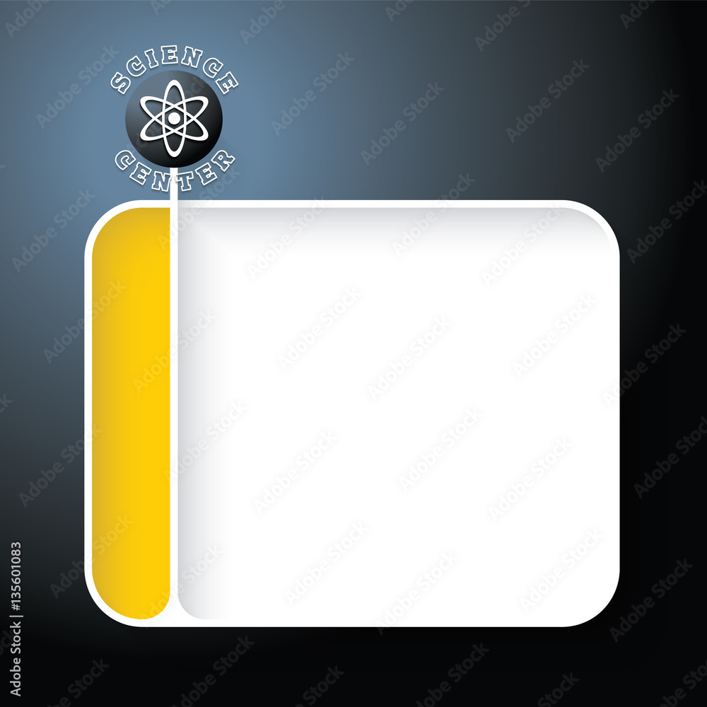 Poster white text box for your text and science center icon