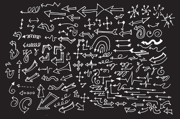 arrows doodle set on blackboard EPS10 vector