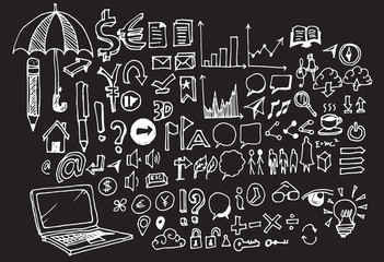 Hand drawn business icon set