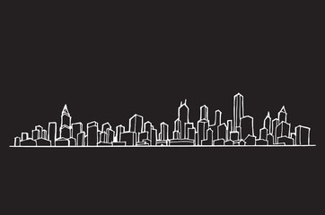 City skylines in cartoon doodle style on chalkboard background E