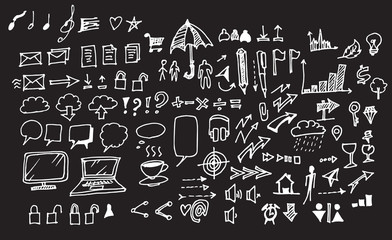 Hand drawn business icon set Chalkboard. Vector illustration eps