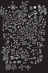 arrows doodle set on blackboard eps10