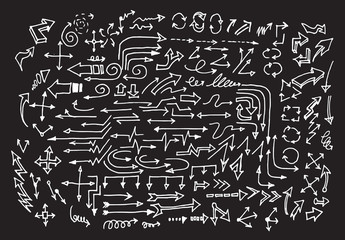 arrows doodle set on blackboard eps10