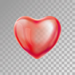 Heart Red transparent balloon on background.