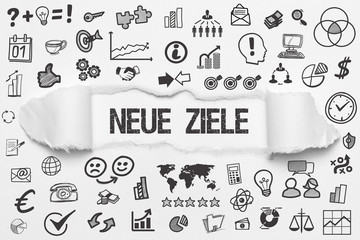 Neue Ziele / weißes Papier mit Symbole