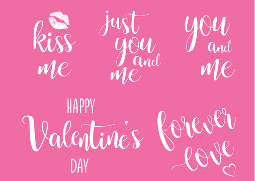 Fototapeta romantic calligraphy inscriptions set manual text Valentine vect