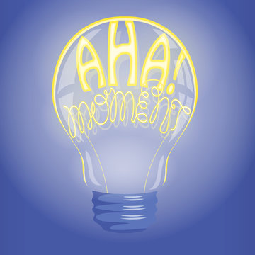 Aha! Moment Neon Lettering In Lightbulb