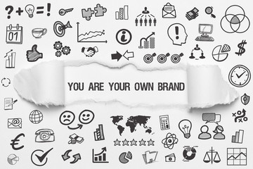 You are your own brand / weißes Papier mit Symbole