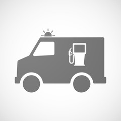 Isolated ambulance with a gas station