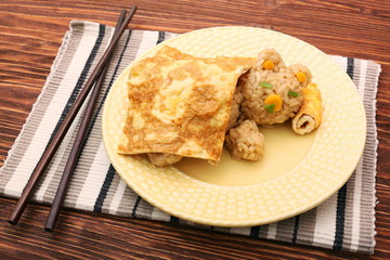 Sleeping Rice Bear with an Egg Blanket