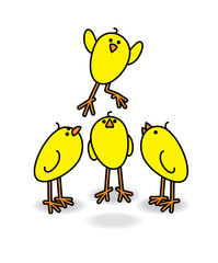 Four Chicks with one Leaping