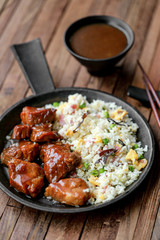 porc au caramel et riz frit 1