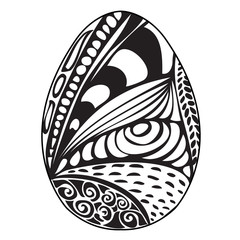 Hand drawn ornamental easter egg with doodle pattern for colorin