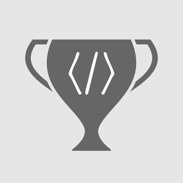 Isolated award cup with a code sign