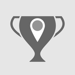 Isolated award cup with a map mark