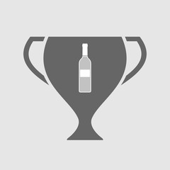 Isolated award cup with a bottle of wine