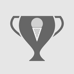 Isolated award cup with a cone ice cream