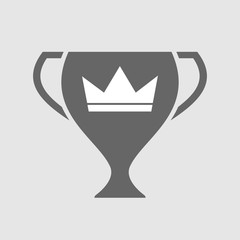 Isolated award cup with a crown