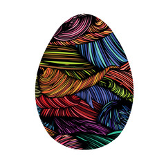 Hand drawn ornamental easter egg with colorful wave pattern. Cut