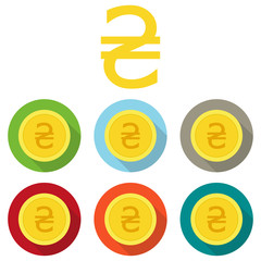 Money currency icon. Coin with Hryvnia sign vector illustration.
