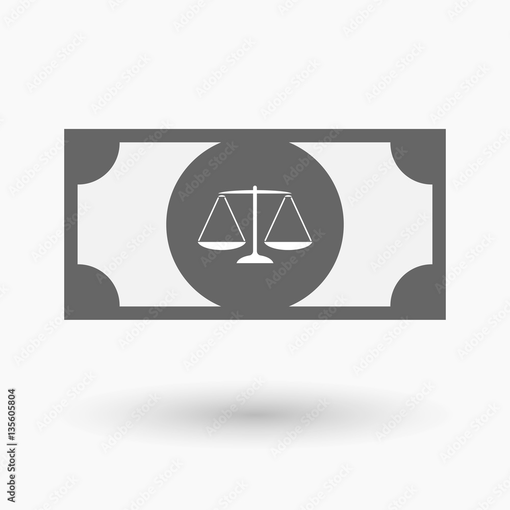 Sticker Isolated  bank note with a justice weight scale sign