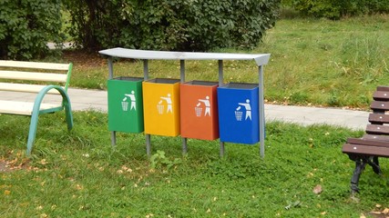 Colorful trash cans