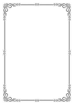 Ornate frame. Template for card, certificate, diploma. A4 page proportions.