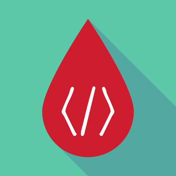 Long shadow blood drop with a code sign