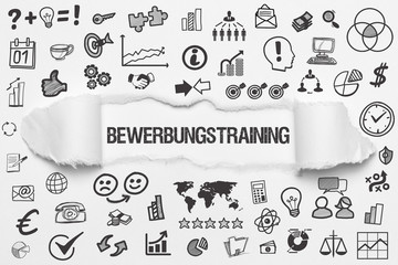 Bewerbungstraining / weißes Papier mit Symbole