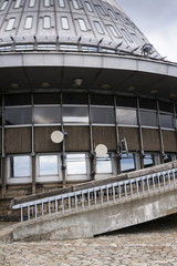 Obraz premium Telecommunication transmitters tower on Jested, Liberec, Czech Republic