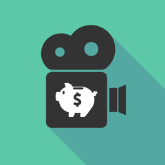 Long shadow cinema camera with a piggy bank