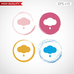 Rain icon. Button with rain cloud icon.