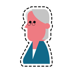 old woman cartoon icon over white background. colorful design. vector illustration