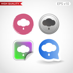 Fototapeta premium Rain icon. Button with rain cloud icon.