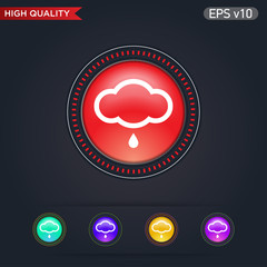 Rain icon. Button with rain cloud icon.