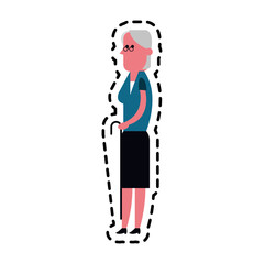 old woman cartoon icon over white background. colorful design. vector illustration