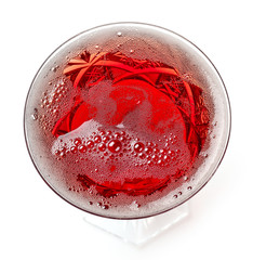 glass of red champagne