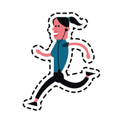 woman running cartoon icon over white background. colorful design. vector illustration