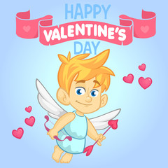 Cartoon cupid. St Valentine's vector postcard