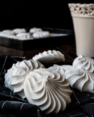 Turkish Beze or Meringue on black handkerchief