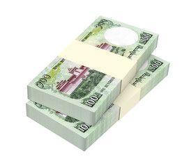 Bhutanese money isolated on white.