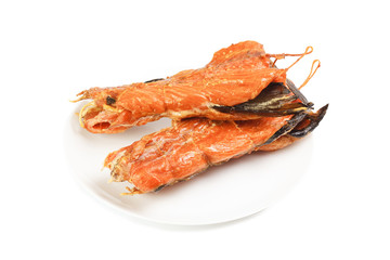 The trimmings salmon cold smoked on plate