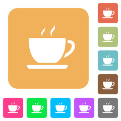 Cup of coffee rounded square flat icons