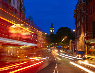 Fototapeta na wymiar London Big Ben from Trafalgar Square traffic