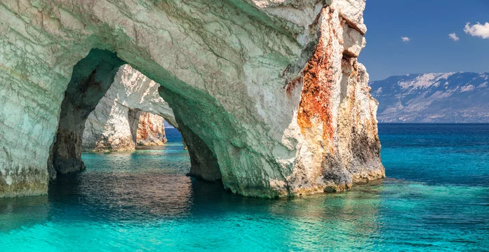 Blue caves on Zakynthos Island Greece