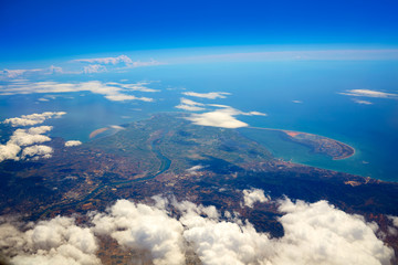 Deltebre Aerial Delta Ebro river in Tarragona